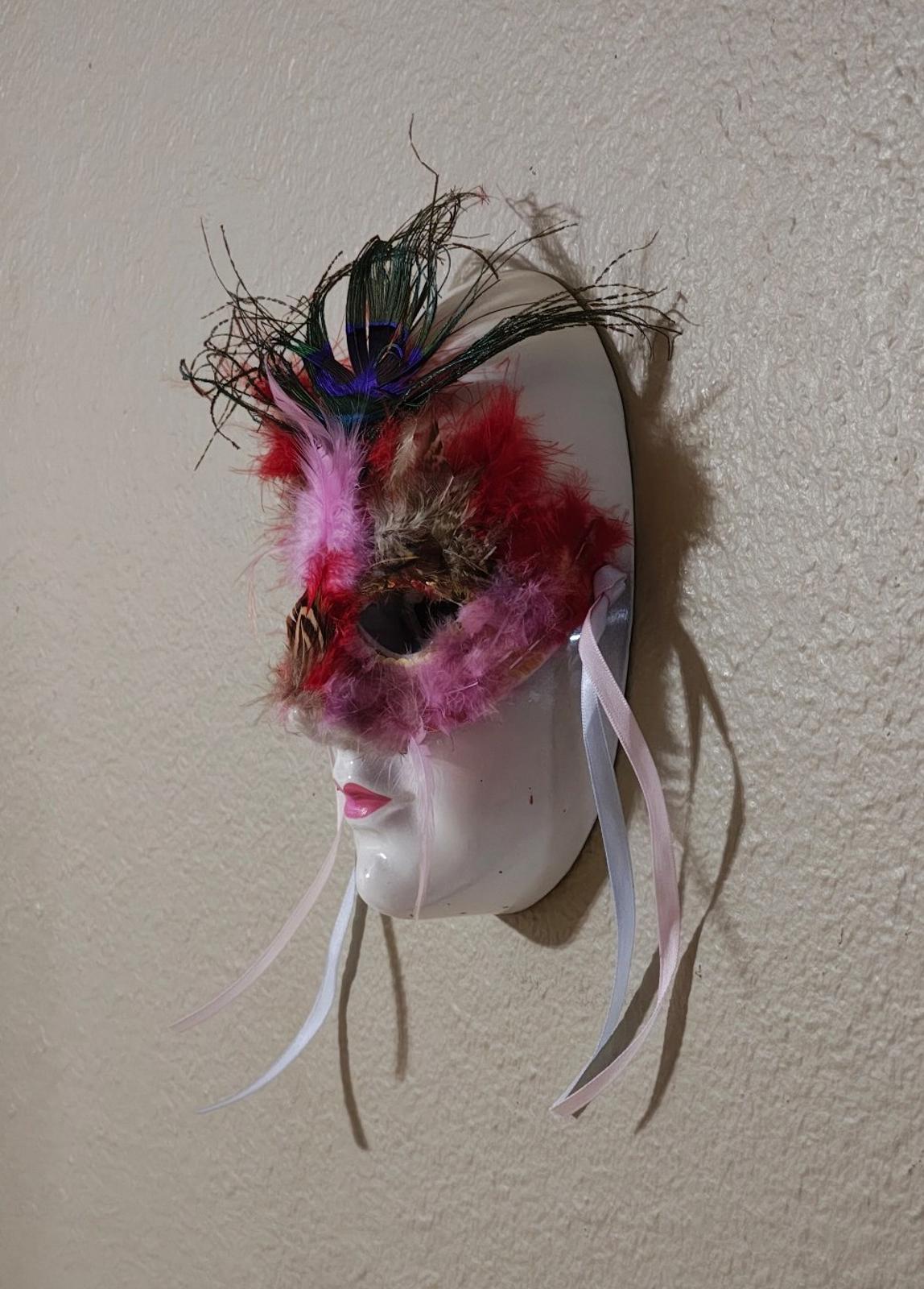 1980's Lis Hand painted Porcelain Masquerade Mardi Gras Mask