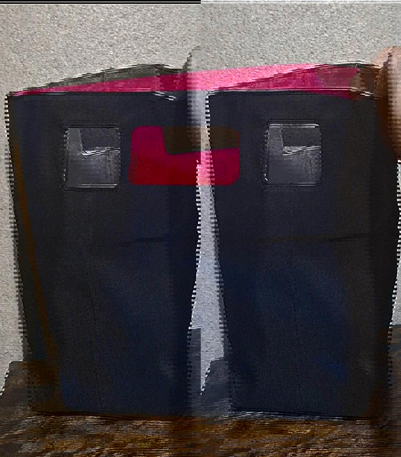 Pretty Stylish Escada  Nylon Tote Purse Bag in Black With Hot Pink Lining