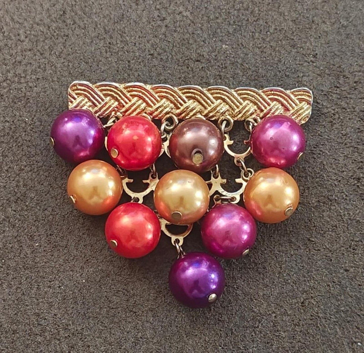 1960s Chandelier Style Gold Tone With Colorful Beads