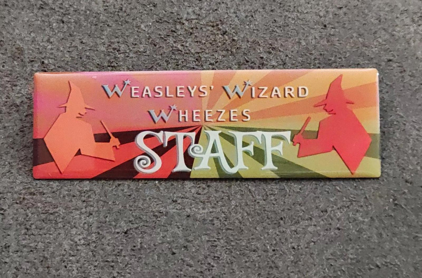 Rare LitJoy Harry Potter Weasleys' Wizard Wheezes Staff Silver Tone Badge Pin