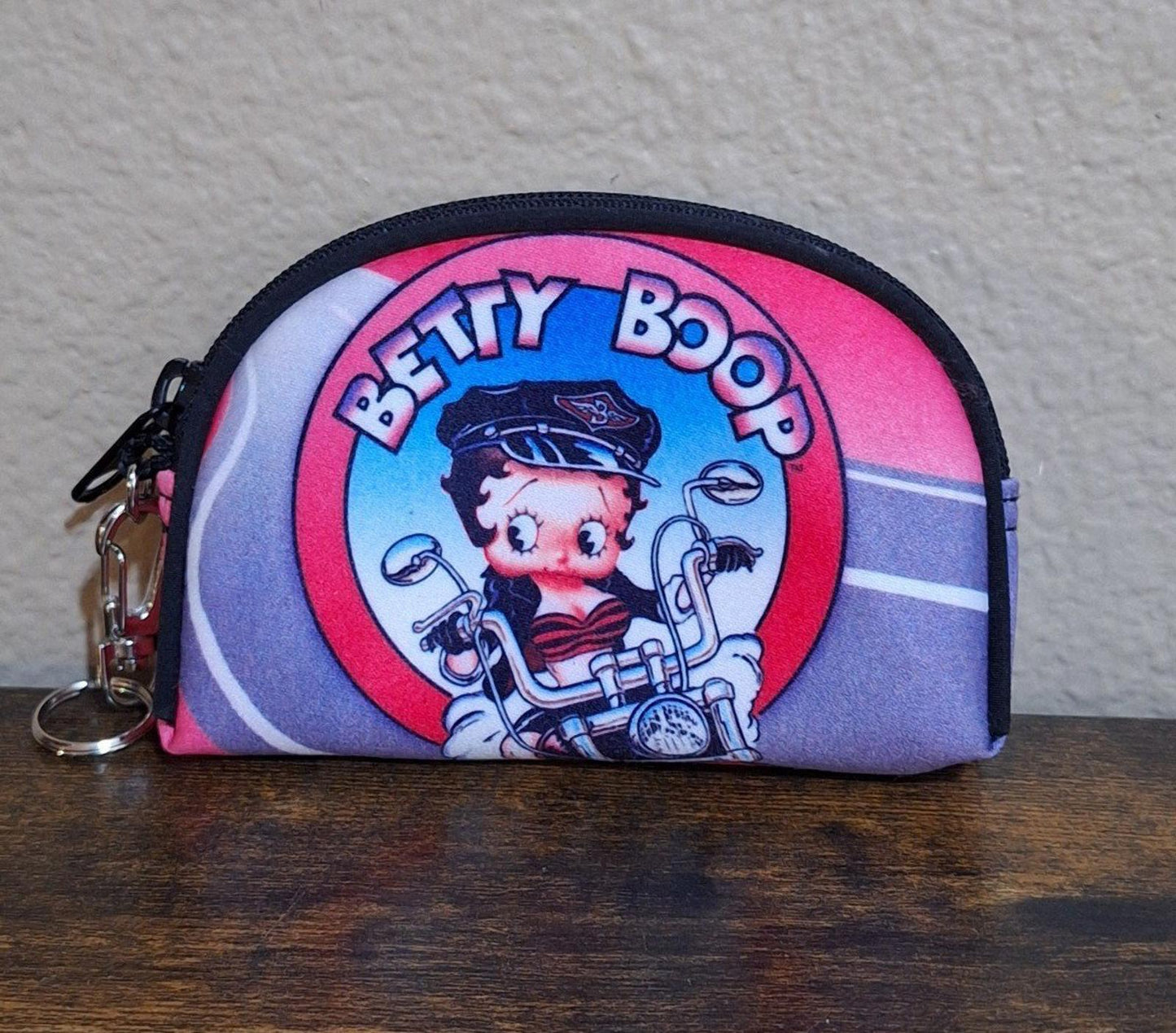 2002 Betty Boop Riding Her Motorcycle Wallet Coin Purse Cosmetic Bag