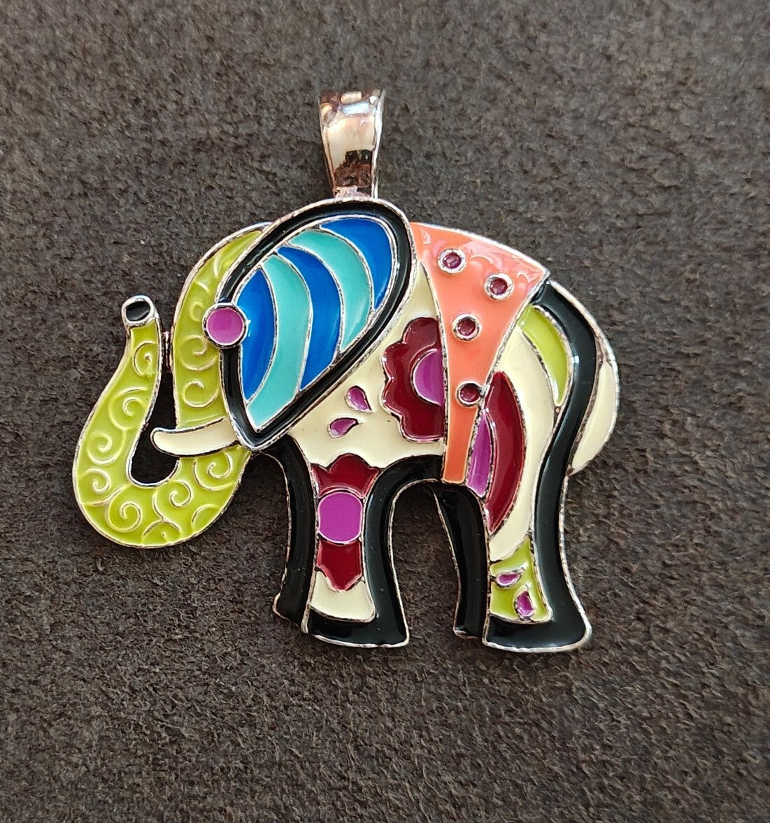 1980s/90s "Wearable Art" by  Roman Enamel Elephant Pendant