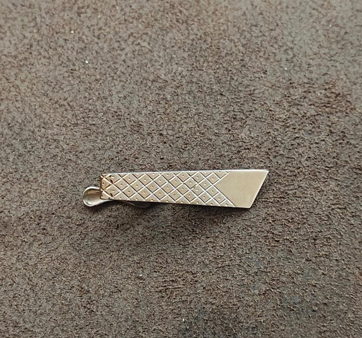 1960s Geometric/Diamante Style Silver Tone Tie Bar Clip