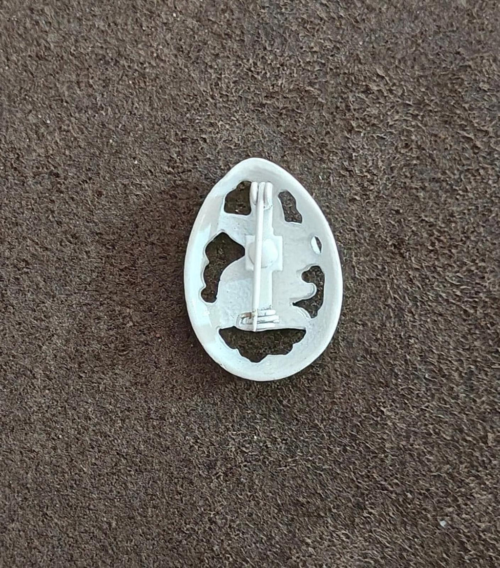 1980's Bunny Rabbit Blue & White Enamel Brooch