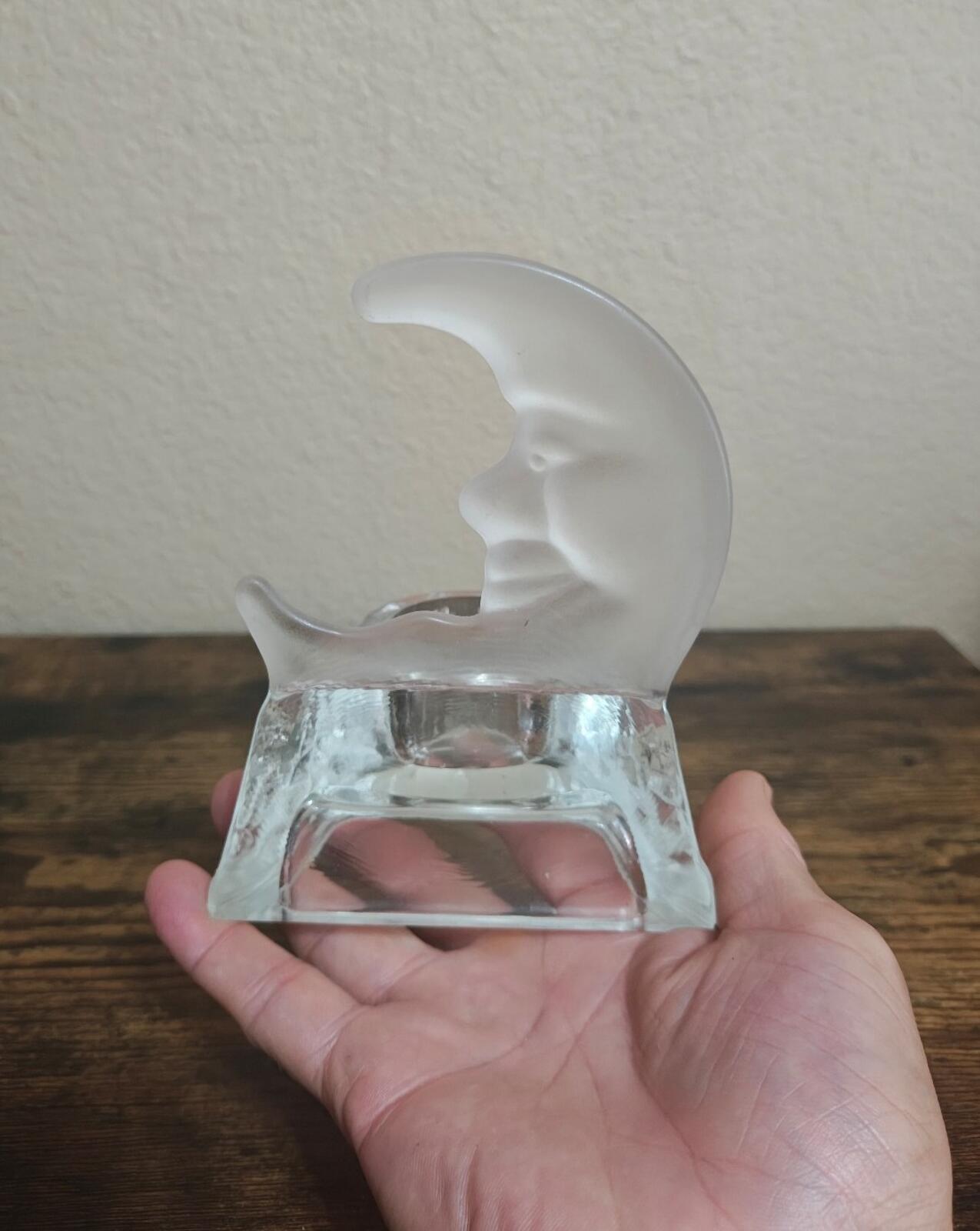 1990s PartyLite Celestial Crescent Moon And Stars Tea Light Candle Holder