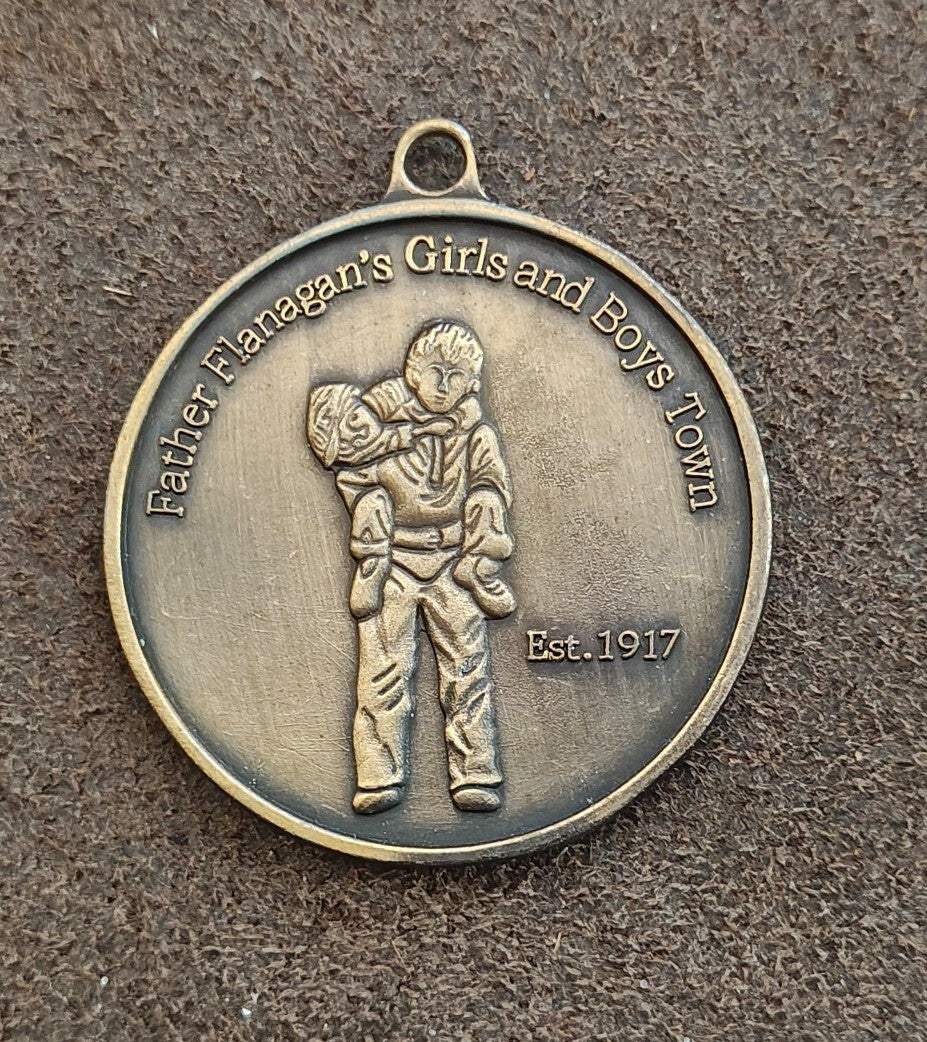 1990s Father Flanagan's Boys & Girls Town Silver Tone Medallion/Pendant