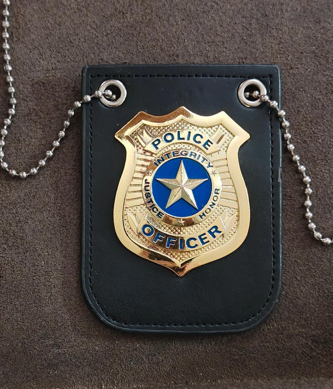 Spooktacular Creations Police Pretend Play Toy Metal Badge With Chain