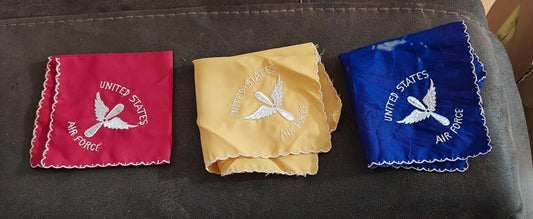 1940s World War 2 Set of Three U.S.A.F. Embroidered Souvenir Handkerchiefs