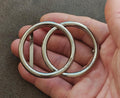 Elegant Modernist Silver Tone Double O-ring Belt Buckle.