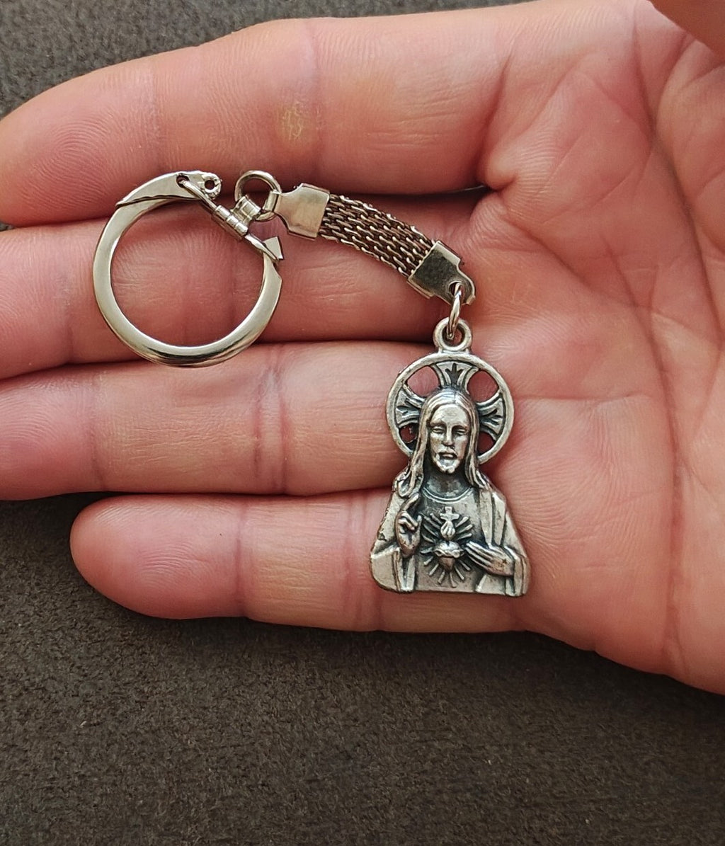 1960s/70s Sacred Heart of Jesus Pewter Keychain