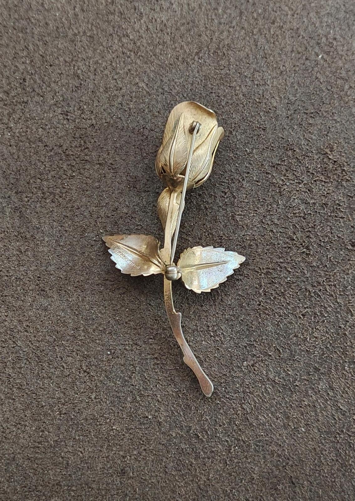 1960s Signed Giovanni Gold Tone Rose Brooch
