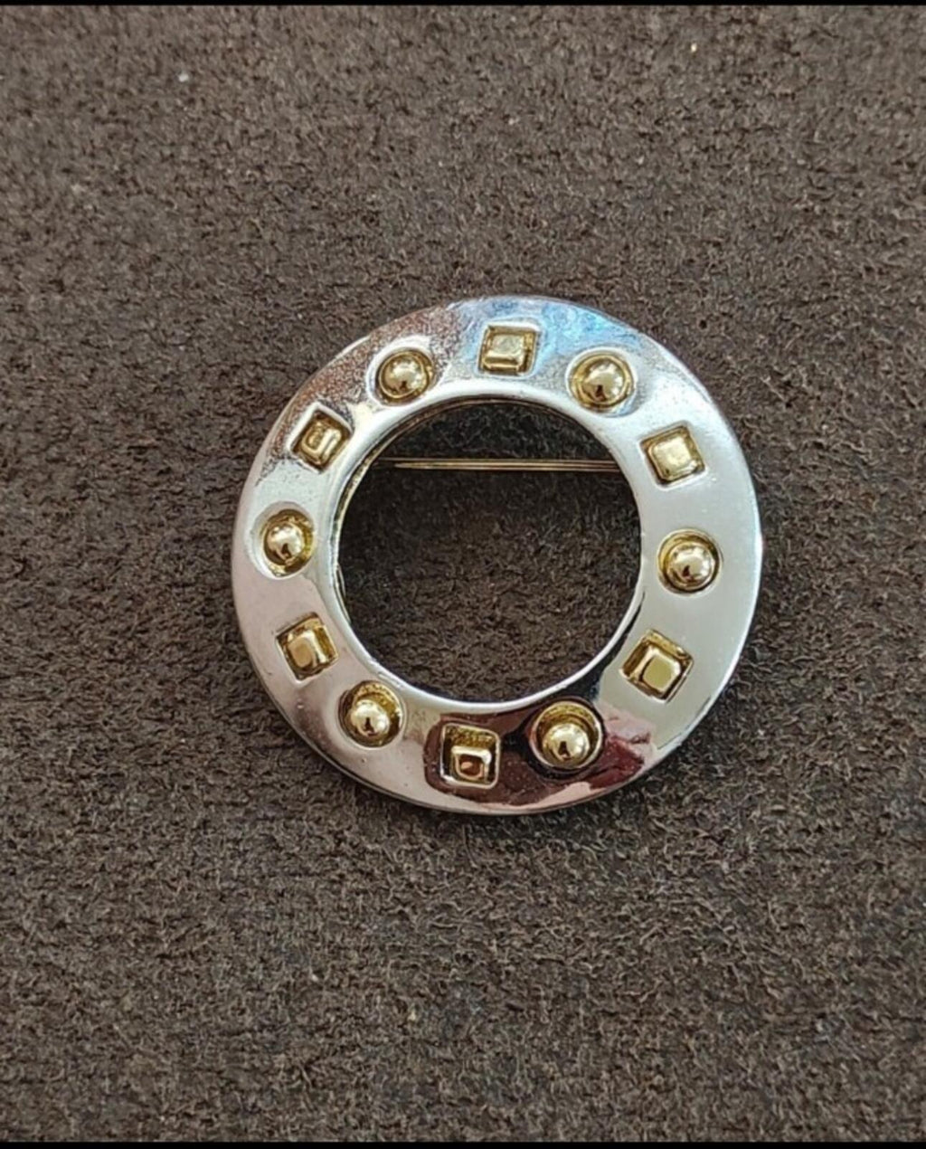 1980s Open Circle Two Tone Brooch Designed By ⁠Danecraft