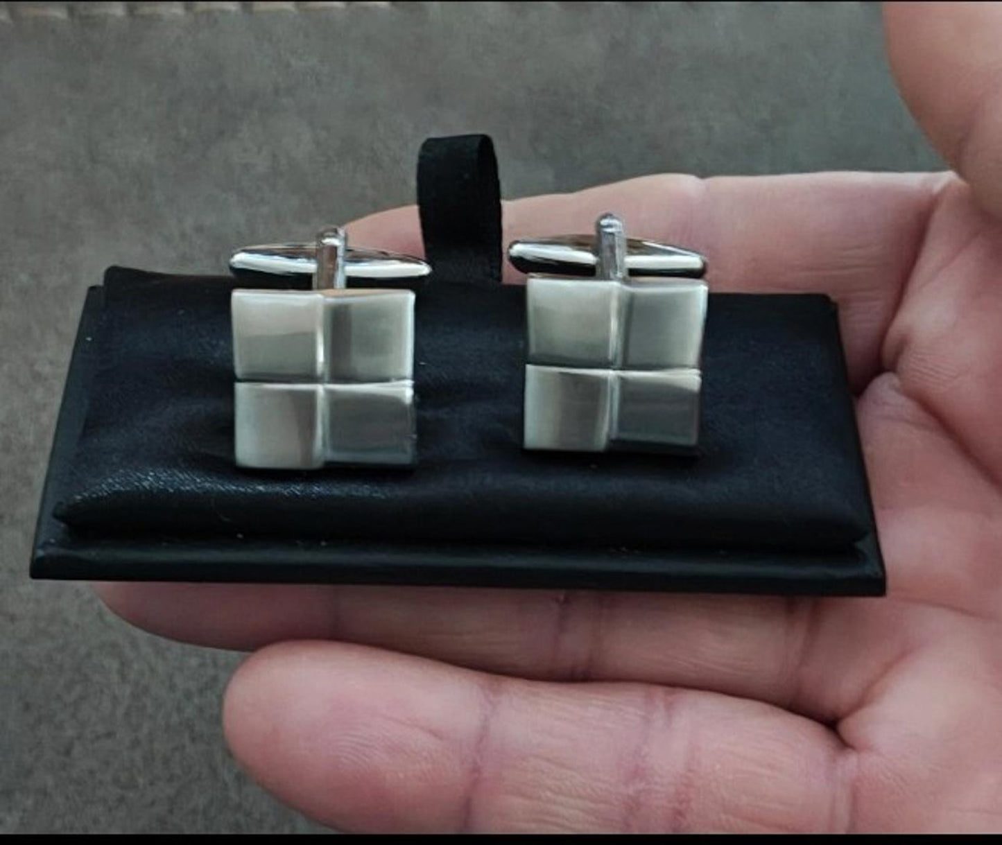 Cylindrical Patterned Stainless Steel Brushed Cuff Links