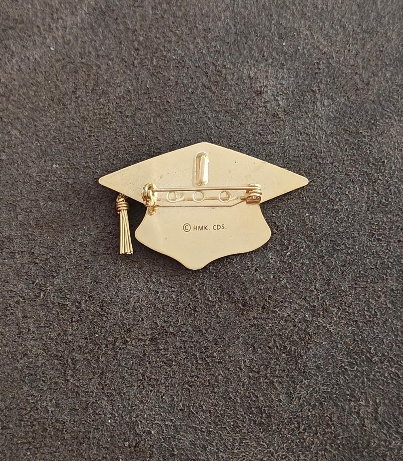 1980s/90s Gold Tone With  Black Enamel Hallmark Graduation Cap Brooch