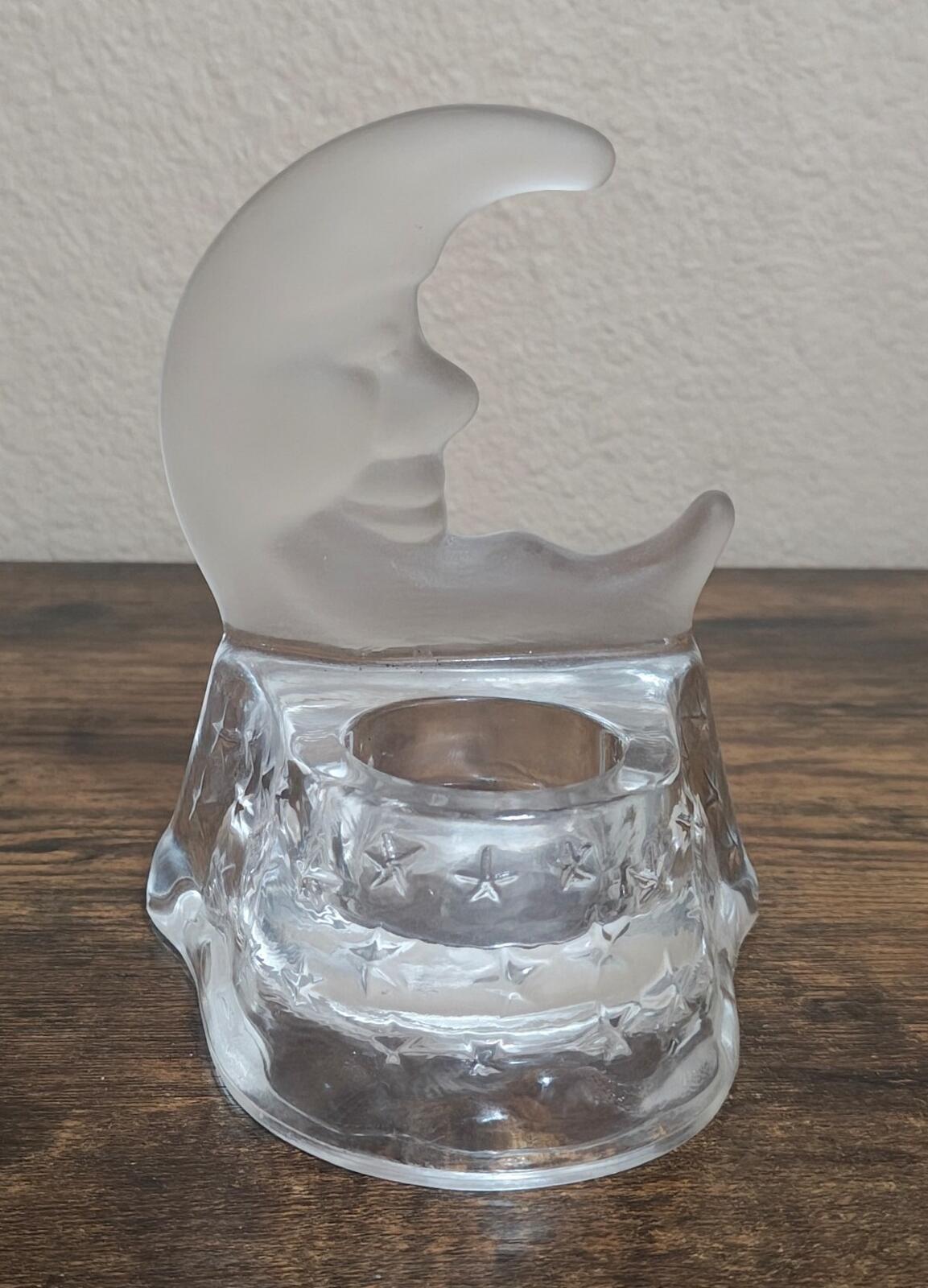 1990s PartyLite Celestial Crescent Moon And Stars Tea Light Candle Holder