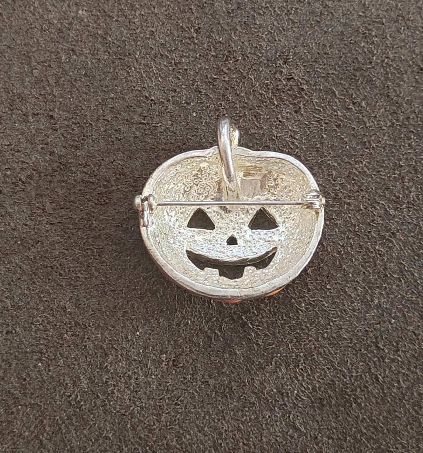 1980s Halloween Jack-O'-Lantern Pumpkin Brooch & Pendant