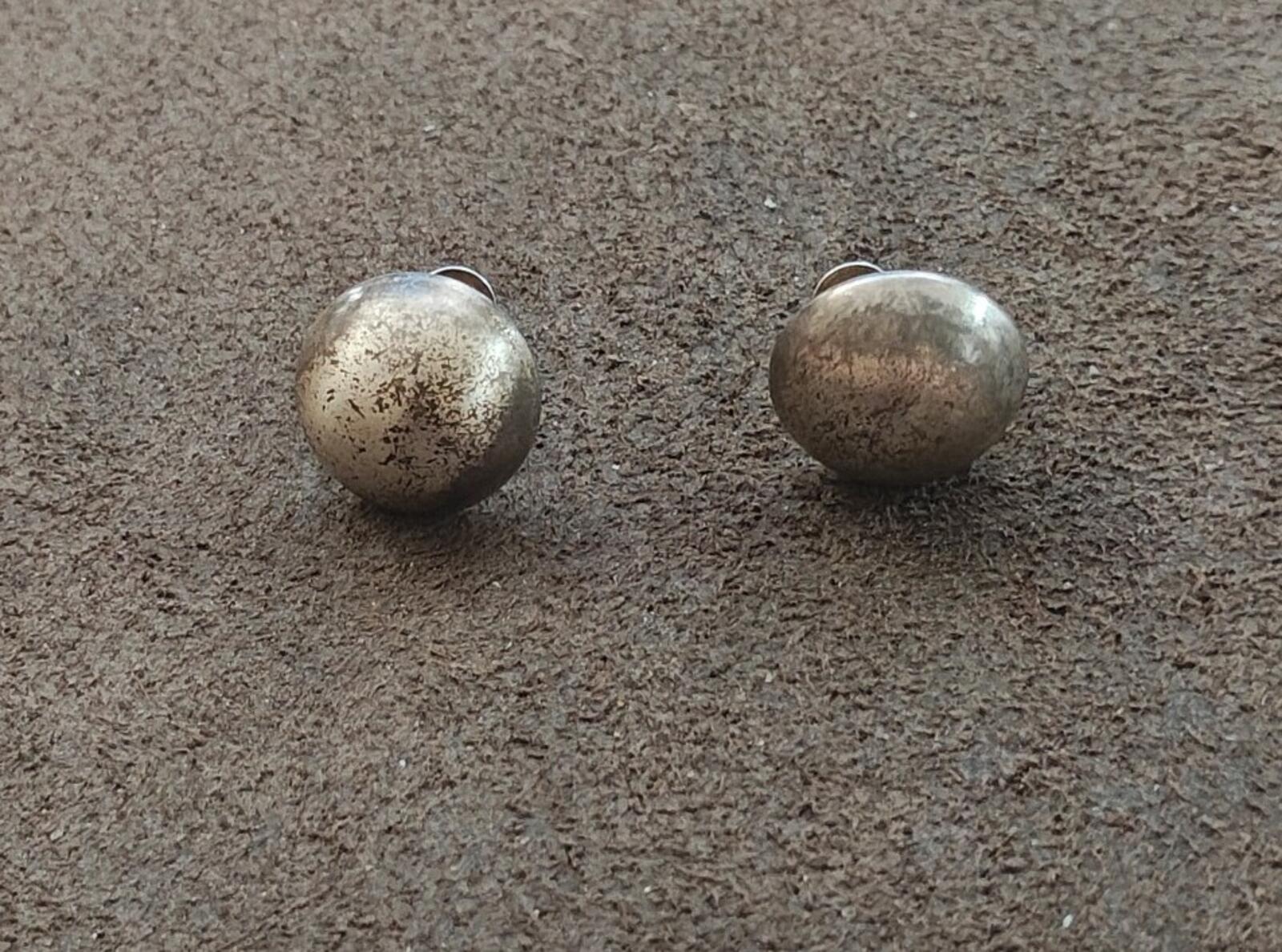 1950s/60s Sterling Silver Ball Screwback Clip On Stud Earrings