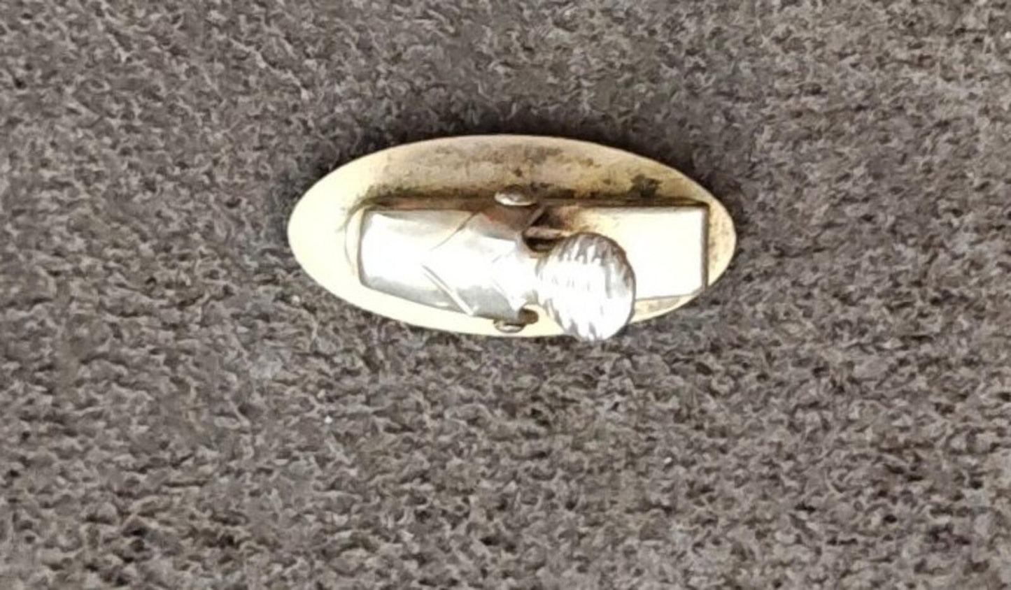 1950s Swank Monogram Initial Fancy D Gold Tone Etched Oval Tie Clip