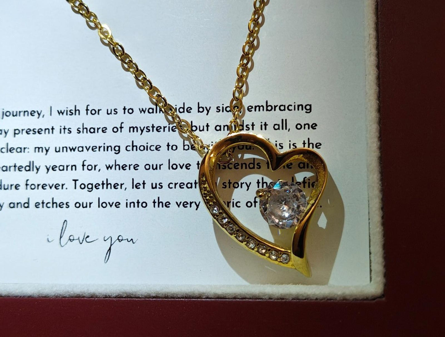 Forever Love Gold Tone With Crystals Heart Pendant Necklace