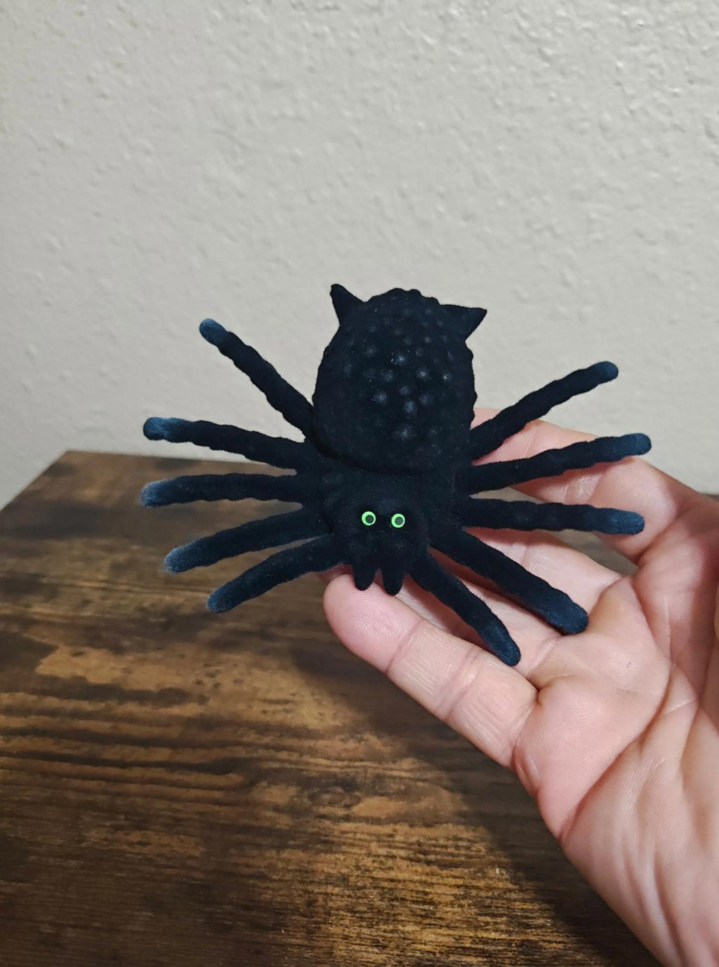 1960s Flocked Spooky Black Halloween Spider