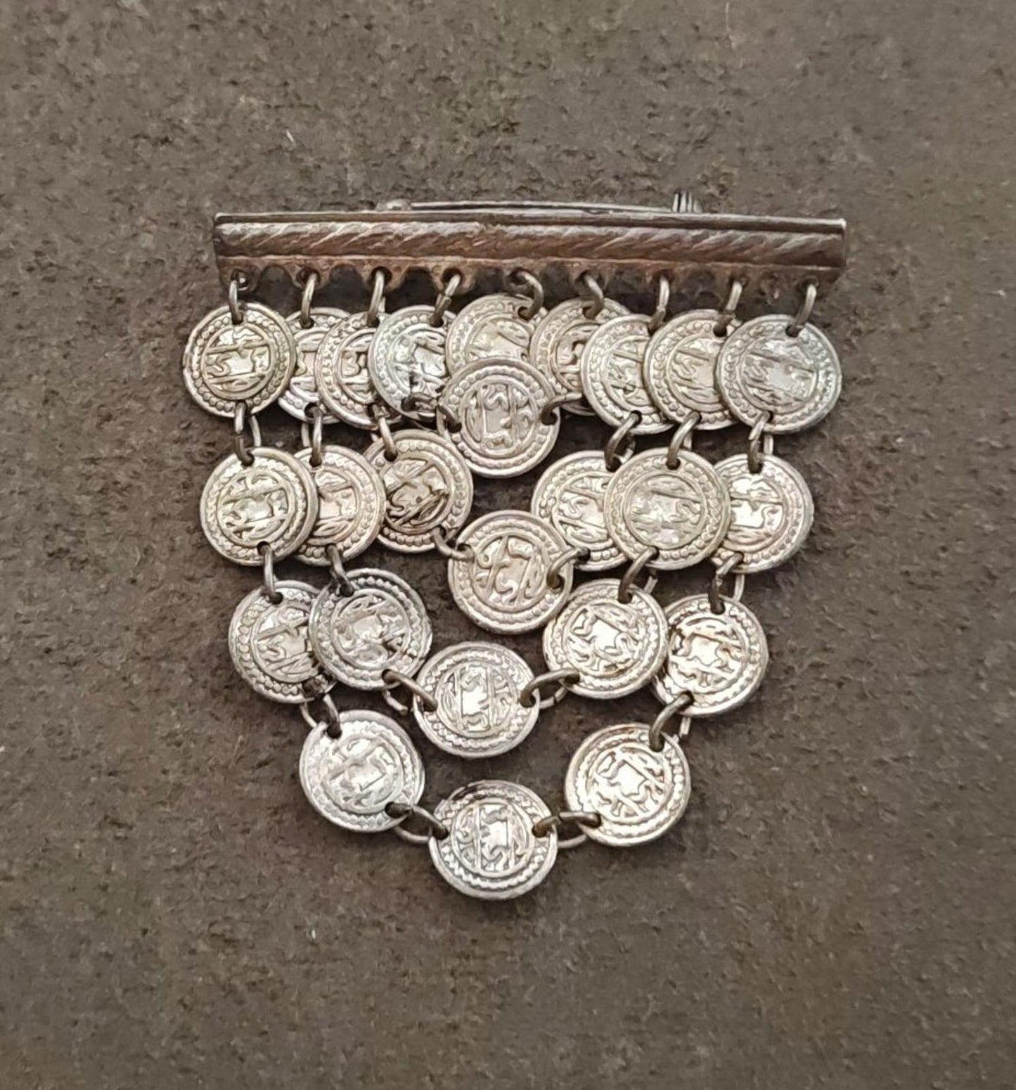 1950s/60s Silver Tone San Marino Coin Dangle Brooch