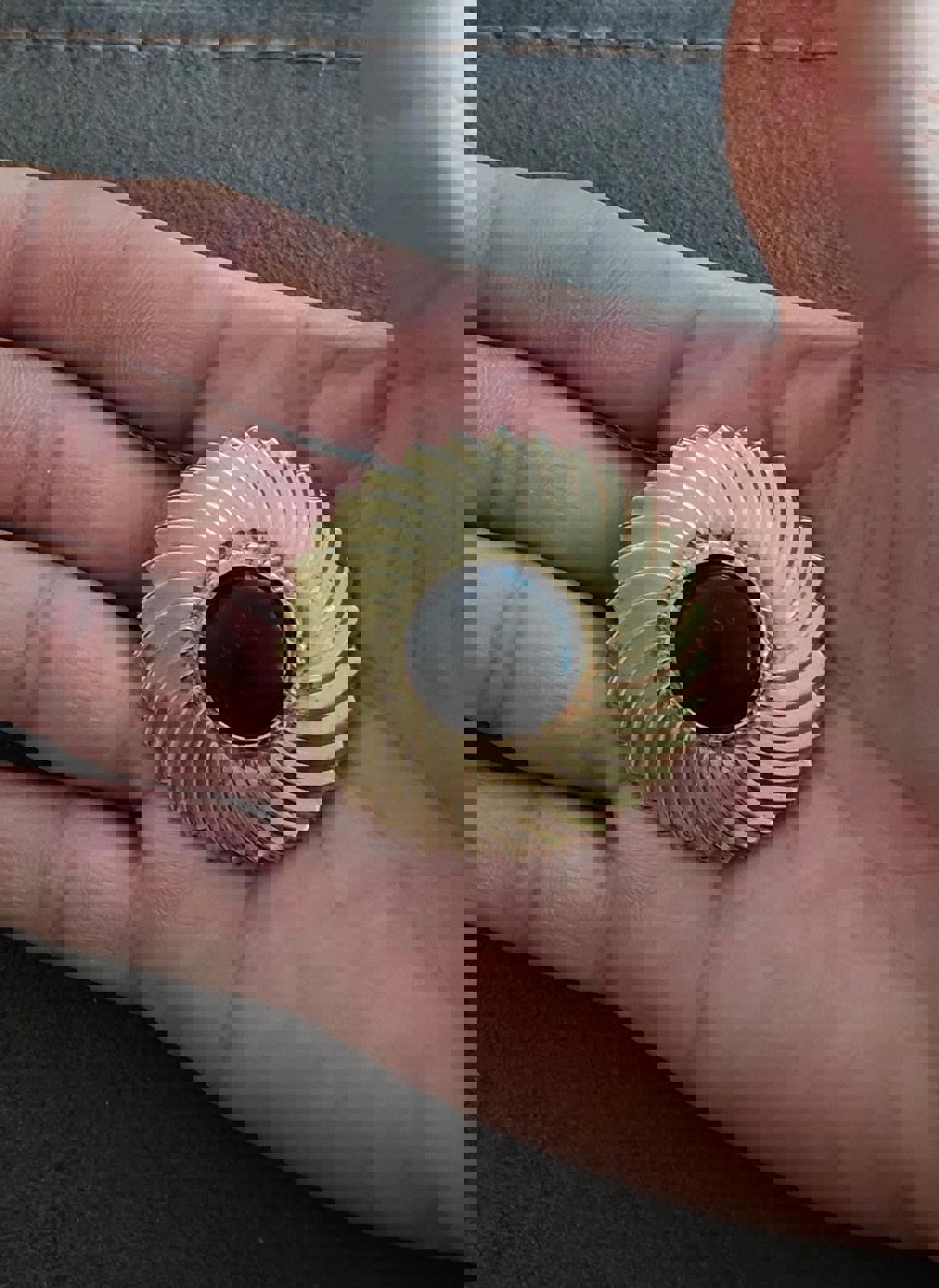 1980's Round Swirl & Black Lucite Resin Cabochon Scarf Clip