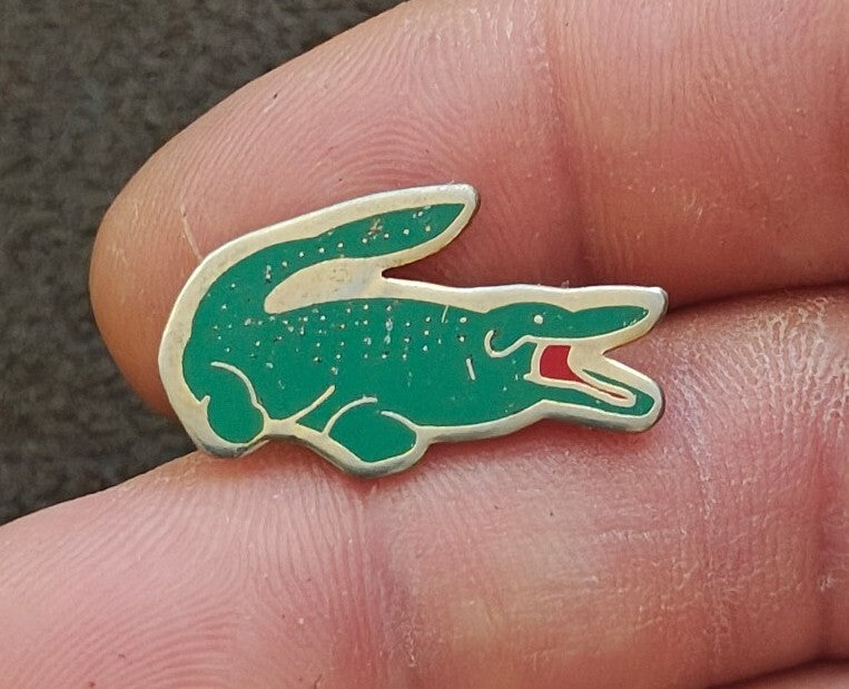 1980s Rare & Hard To Find Lacoste Gold Tone Enamel Crocodile Cloisonné Pin