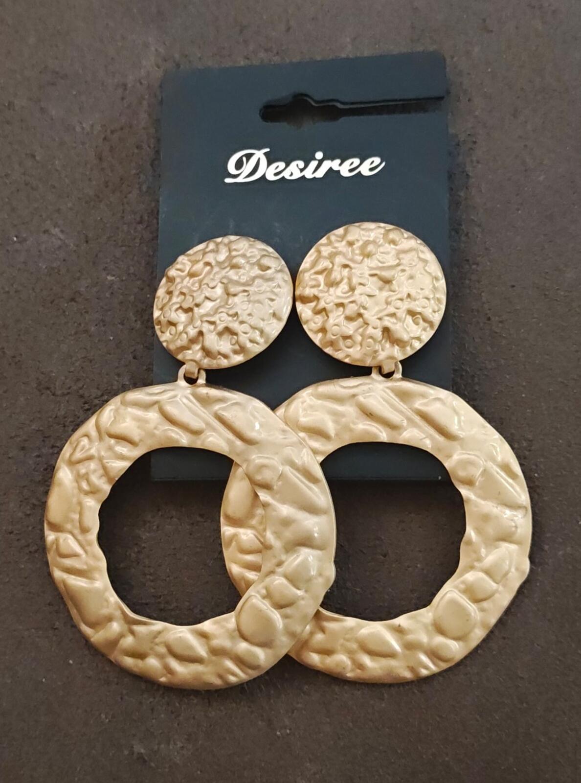 Gold Tone Desiree Brand Hammered Textured Statement Earrings New