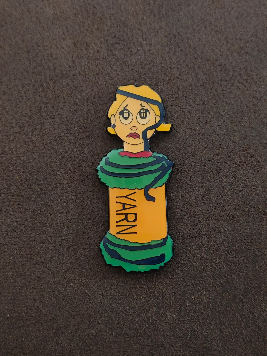 1980s/90s Cartoon Woman Stuck In Yarn Refrigerator Magnet