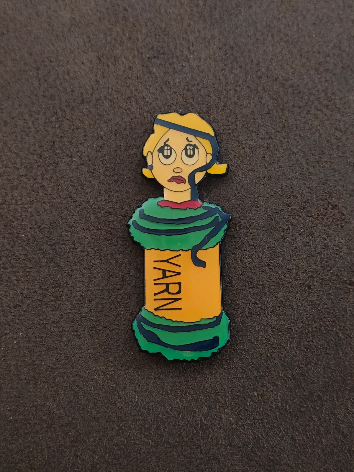1980s/90s Cartoon Woman Stuck In Yarn Refrigerator Magnet