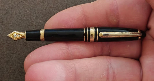 90s Vintage Gold Tone With Black Enamel & Clear Rhinestones Fountain Pen Brooch