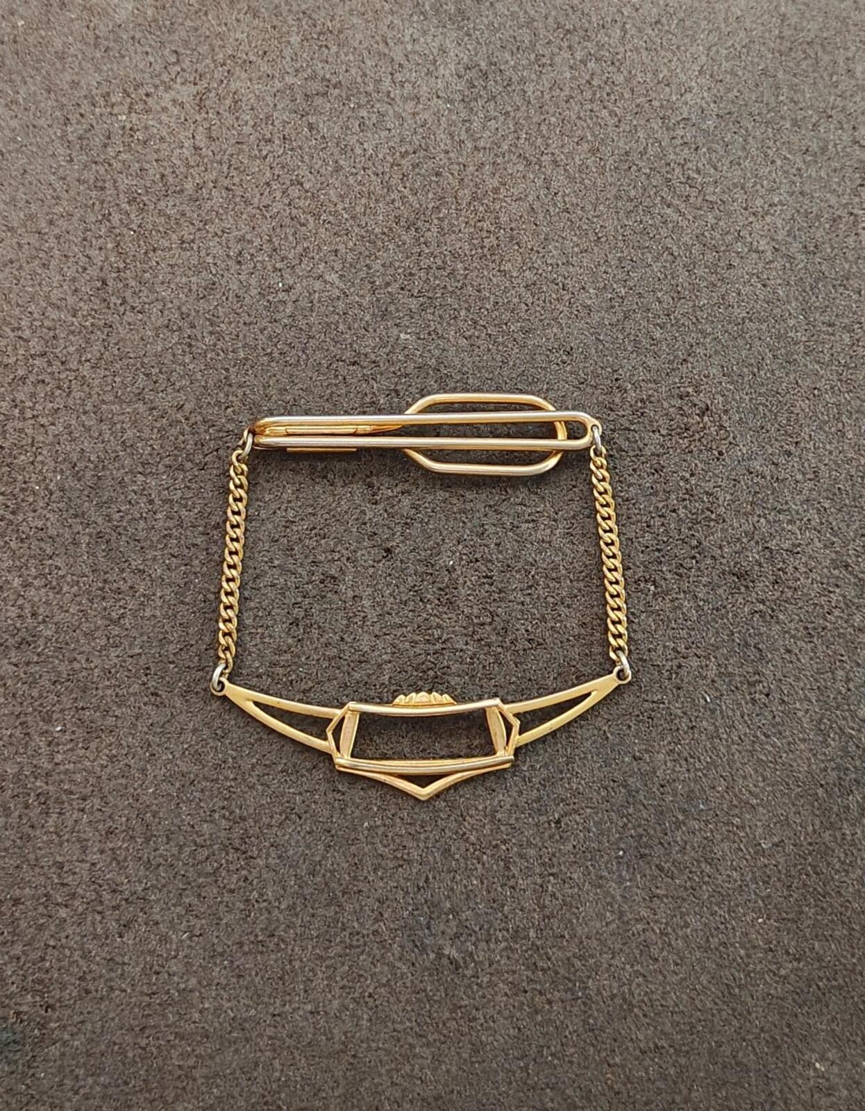 1930s Art Deco Style Gold Tone Tie Bar/Tie Clip