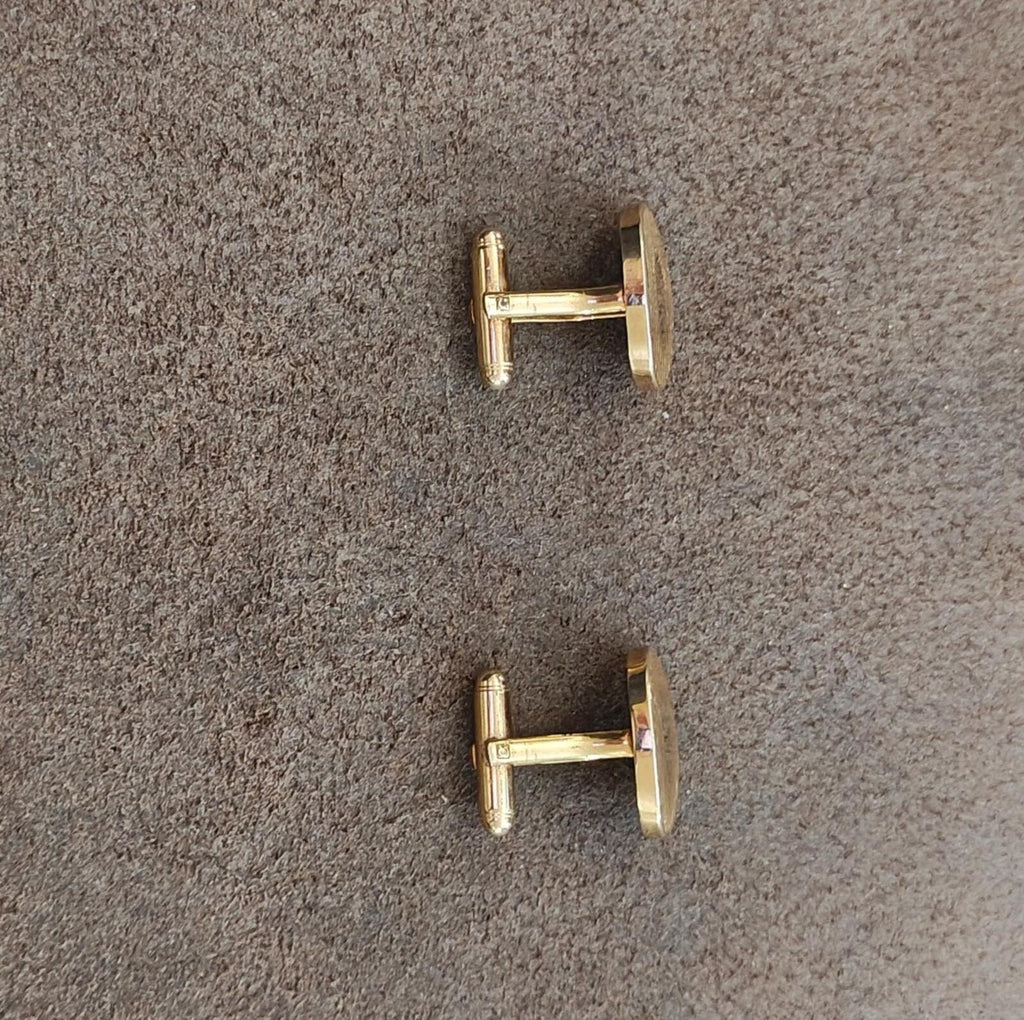 1950s/60s Marked Flex-Let Art Deco Style Gold Tone Textured Cufflinks