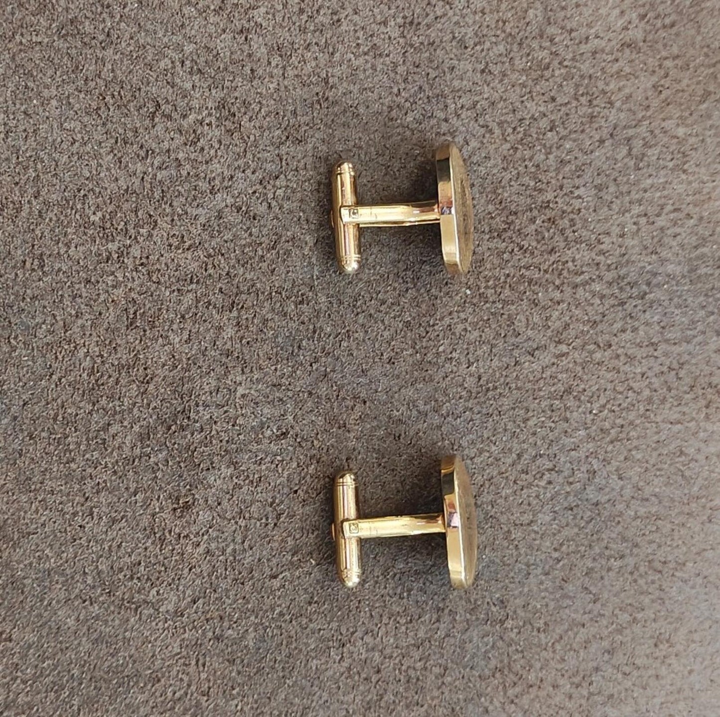 1950s/60s Marked Flex-Let Art Deco Style Gold Tone Textured Cufflinks