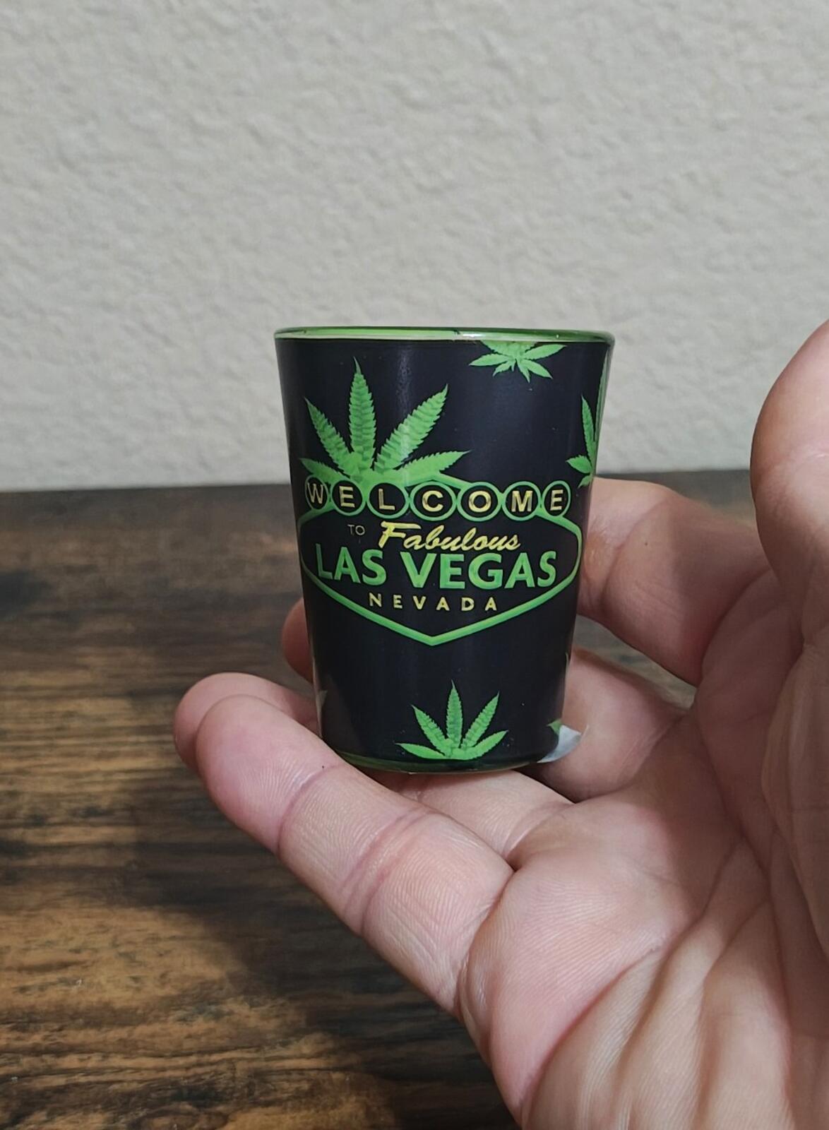 Welcome To Fabulous Las Vegas Nevada Green & Black Shot Glass