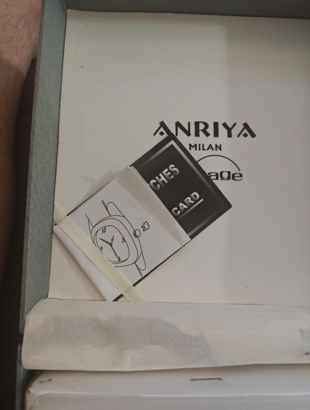 1990s Anriya Milan Men's Gift Set-Rectangular Watch, Pen, Cardholder NOS