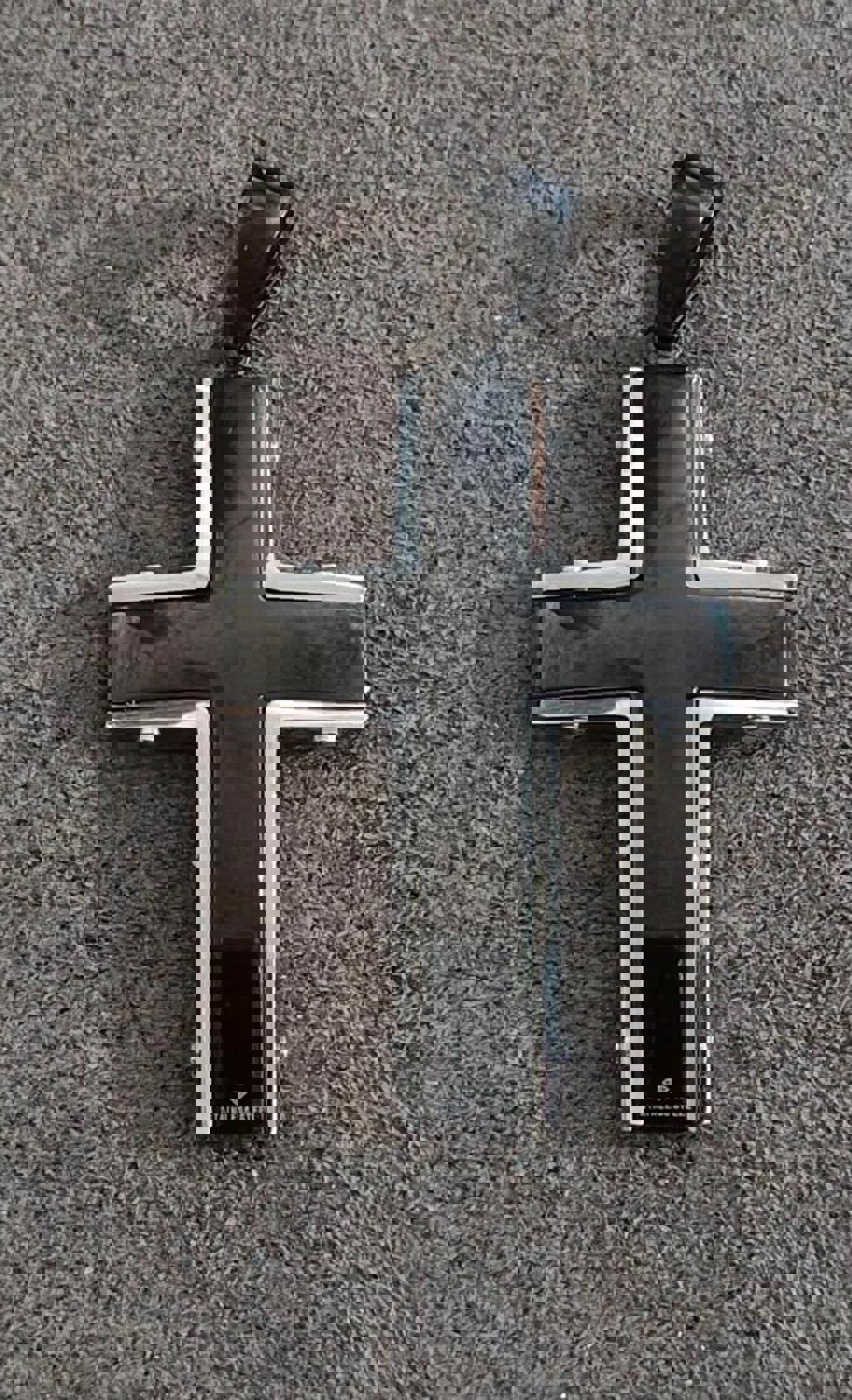 Vintage Gothic Steel Black CZ Cross Pendant