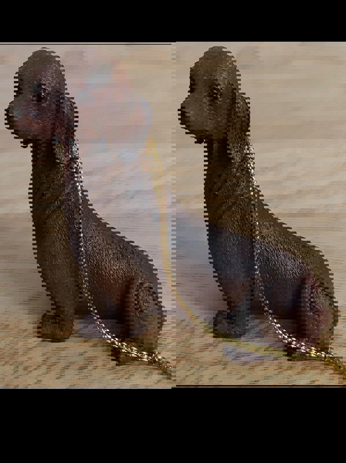 Set of 2 Chocolate Brown Dachshund Christmas Dog Ornaments