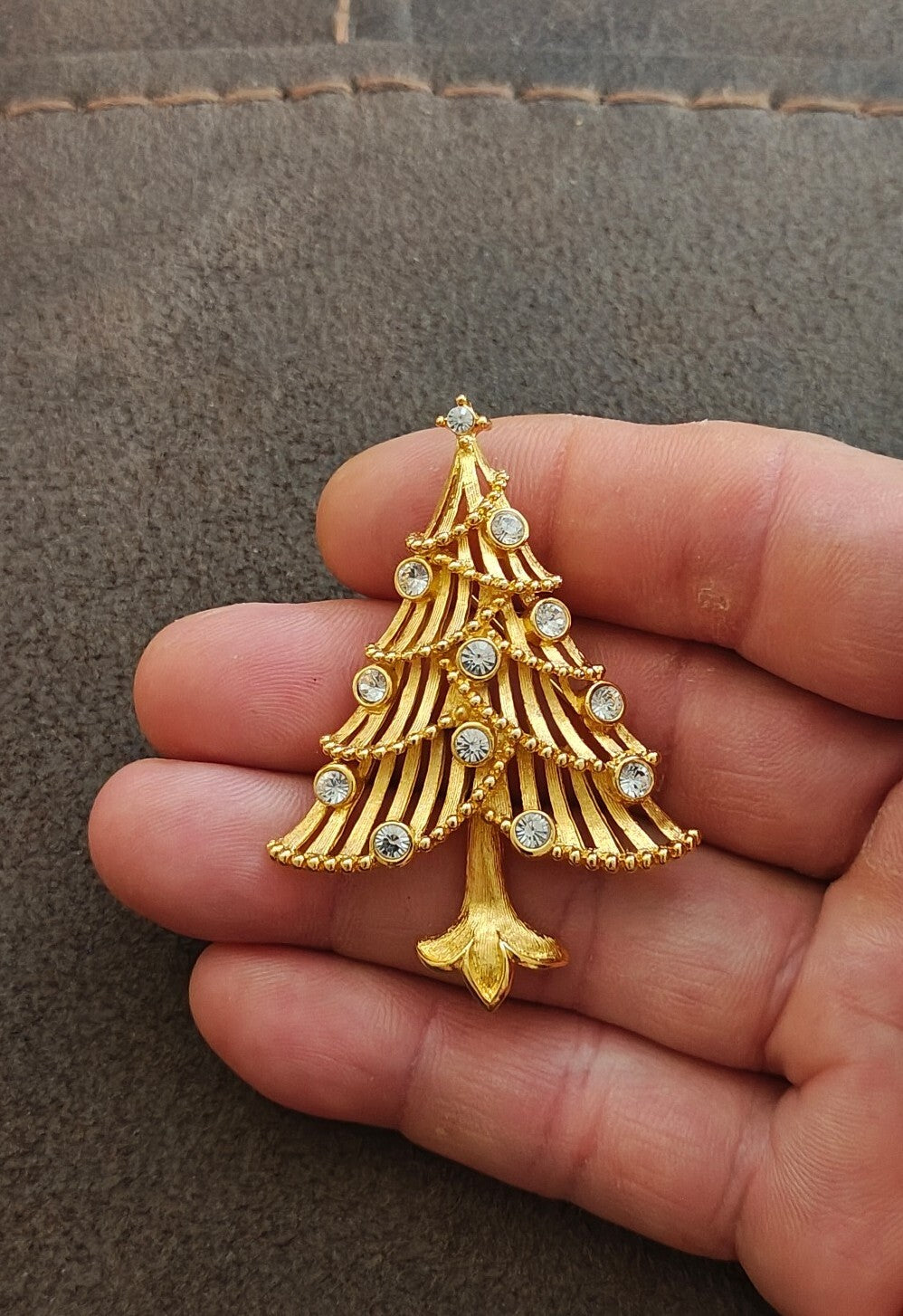 1960s/70s Gold Tone Four-tier Open Slat Christmas Tree Brooch
