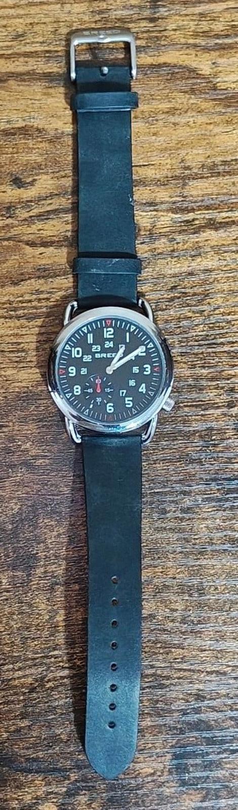Cool Breed Regulator Leather-Band Black Dial Mens Watch With Second Sub-Dial