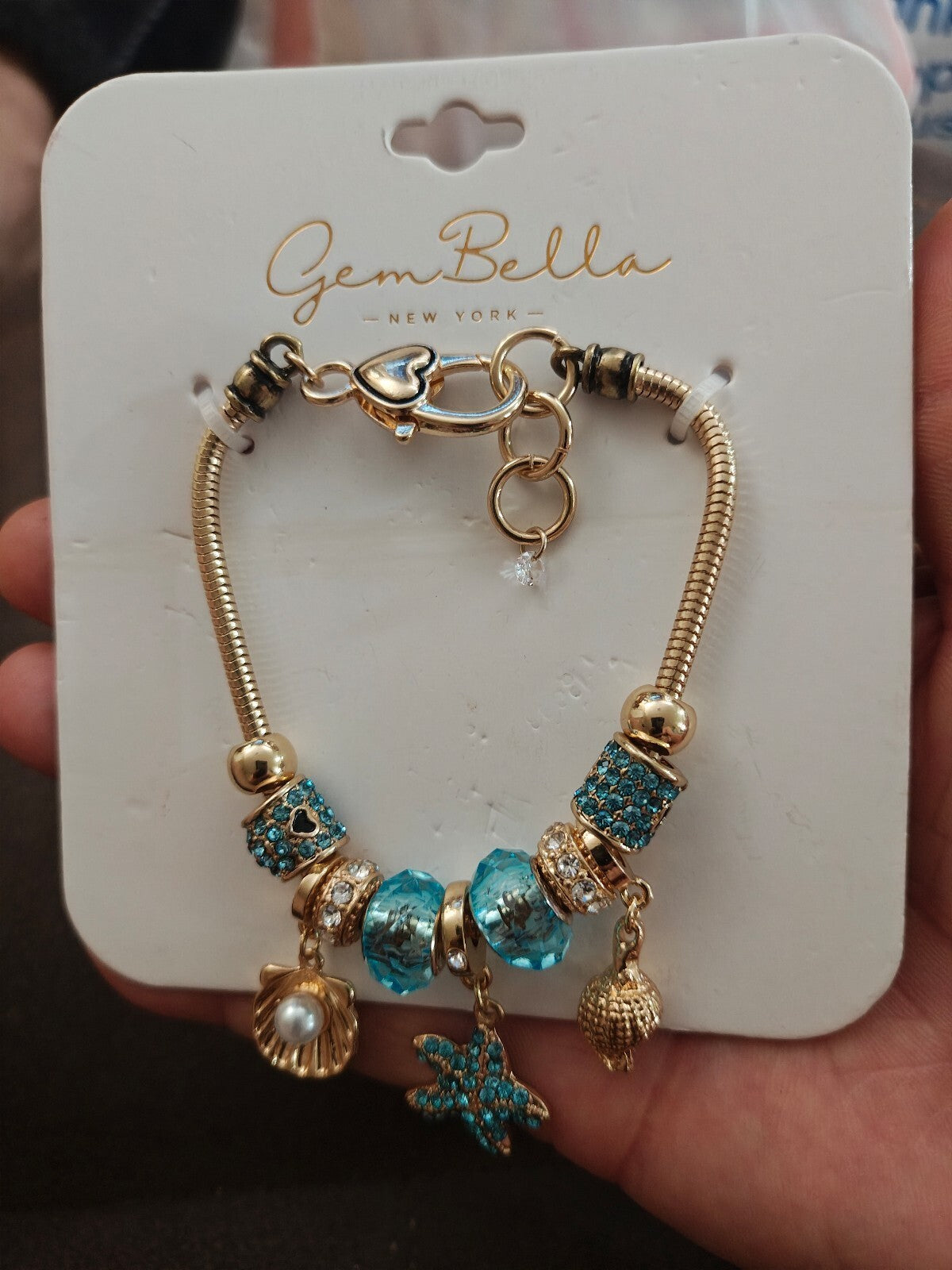 Gem Bella New York Gold Tone Ocean Themed Charm Bracelet New