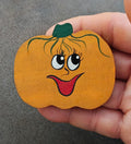 Super Cute Handmade/Handpainted Smiling Pumpkin Wooden Pin Brooch