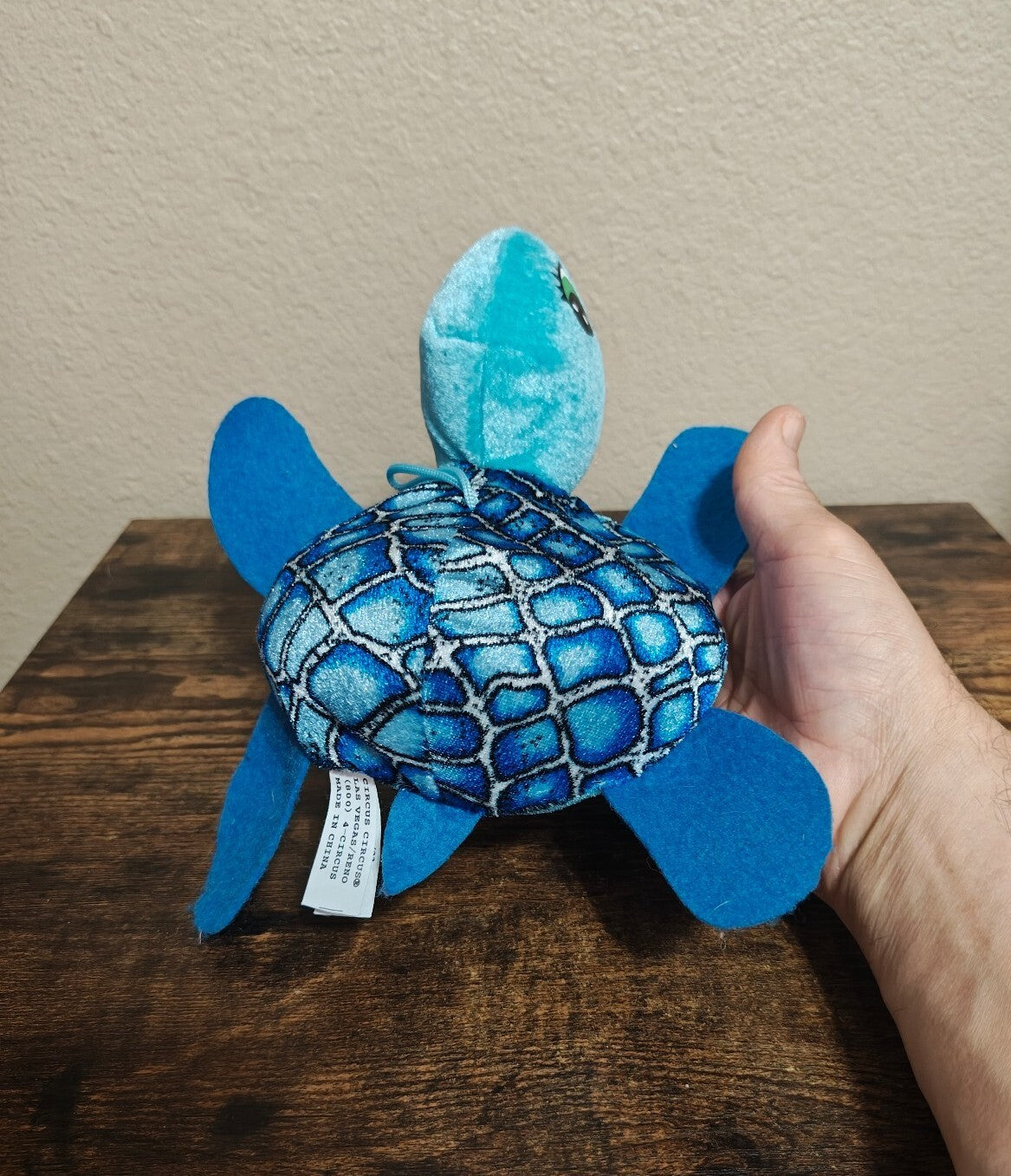 Circus Circus Las Vegas Souvenir Blue Mosaic Shell Turtle Plush