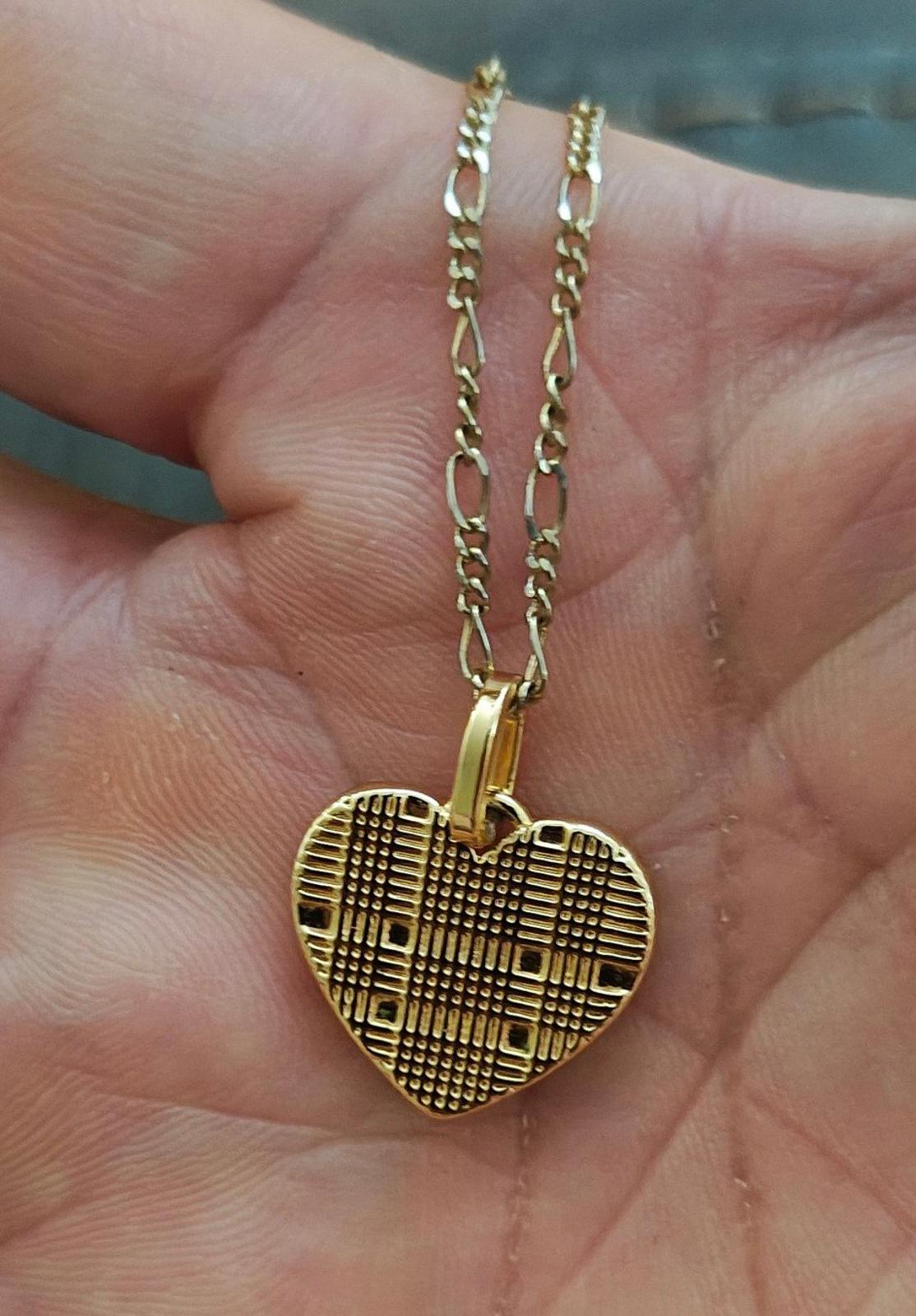 Heart Monogram Initial D Gold Tone Pendant Necklace