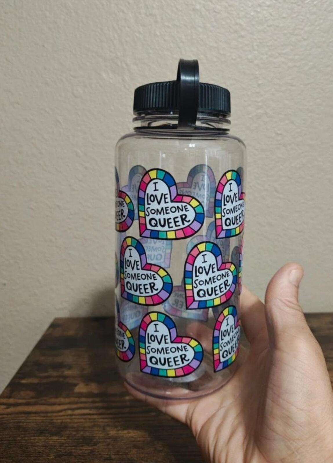 Colorful I Love Someone Queer Anna Parade BPA Free 32 oz Plastic Water Bottle.