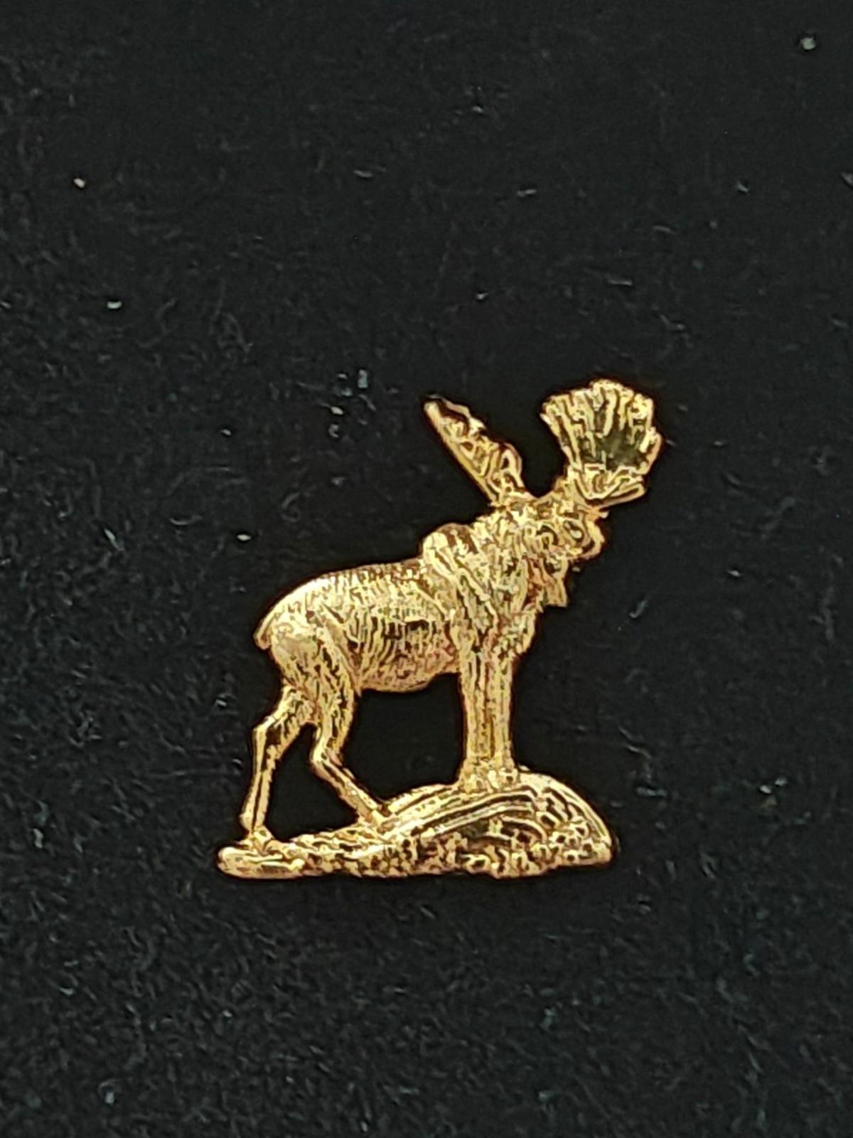 1960s Gold Tone Textured Moose Tie Tack/Lapel Pin