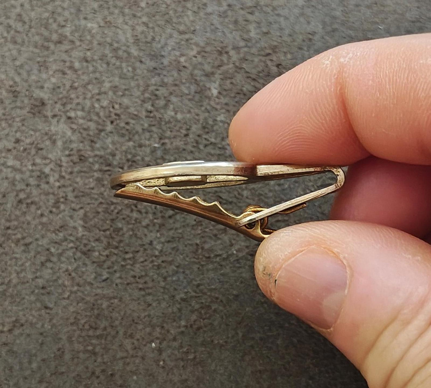1980s Gold Tone Enamel Highway Tie Clip