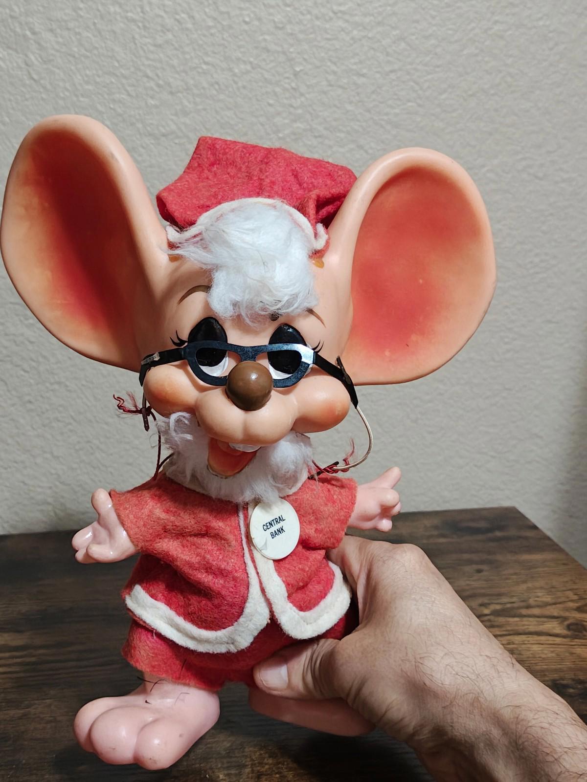 1970 Vintage Roy Des of Florida Big Ear Mouse Dressed In A Santa Claus Suit Bank