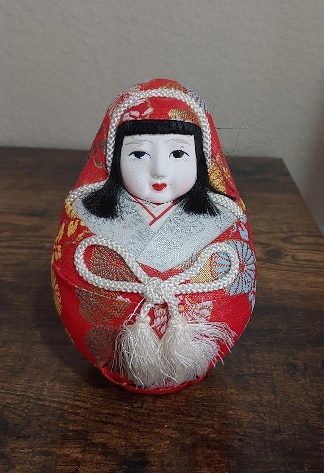1980's Vintage Japanese Traditional Hime Daruma Doll