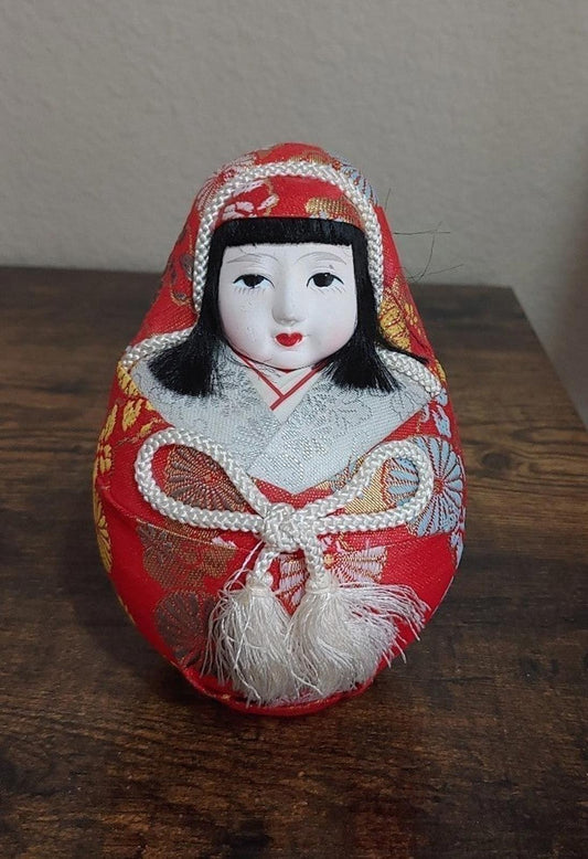 1980's Vintage Japanese Traditional Hime Daruma Doll